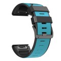 For Garmin Fenix 7 Pro 22mm Screw Buckle Diamond Texture Two Color Silicone Watch Band(Sky Blue+Blac