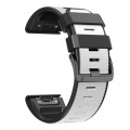 For Garmin Fenix 7 Pro 26mm Screw Buckle Diamond Texture Two Color Silicone Watch Band(White+Black)