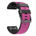 For Garmin Fenix 7 Pro 26mm Screw Buckle Diamond Texture Two Color Silicone Watch Band(Pink+Black)