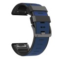 For Garmin Fenix 7 Pro 26mm Screw Buckle Diamond Texture Two Color Silicone Watch Band(Dark Blue+Bla