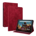 For Amazon Fire HD 10 2023 Butterfly Flower Embossed Leather Tablet Case(Red)