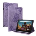 For Amazon Fire HD 10 2023 Butterfly Flower Embossed Leather Tablet Case(Purple)