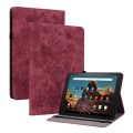 For Amazon Fire HD 10 2023 Butterfly Rose Embossed Leather Tablet Case(Red)