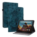 For Amazon Fire HD 10 2023 Butterfly Rose Embossed Leather Tablet Case(Dark Blue)