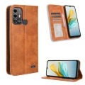 For ZTE Blade A53 Pro Magnetic Buckle Retro Texture Leather Phone Case(Brown)