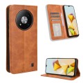For ZTE Blade A73 5G Magnetic Buckle Retro Texture Leather Phone Case(Brown)