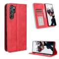 For ZTE nubia Red Magic 9 Pro Magnetic Buckle Retro Texture Leather Phone Case(Red)