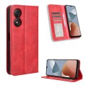 For ZTE Blade A34 Magnetic Buckle Retro Texture Leather Phone Case(Red)