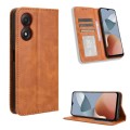For ZTE Blade A34 Magnetic Buckle Retro Texture Leather Phone Case(Brown)