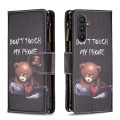 For Samsung Galaxy A25 5G Colored Drawing Pattern Zipper Leather Phone Case(Bear)