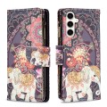For Samsung Galaxy S23 FE 5G Colored Drawing Pattern Zipper Leather Phone Case(Flower Elephant)