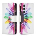 For Samsung Galaxy S24 5G Colored Drawing Pattern Zipper Leather Phone Case(Sun Flower)