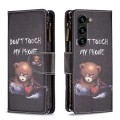 For Samsung Galaxy S24+ 5G Colored Drawing Pattern Zipper Leather Phone Case(Bear)