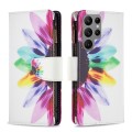 For Samsung Galaxy S24 Ultra 5G Colored Drawing Pattern Zipper Leather Phone Case(Sun Flower)