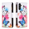 For Samsung Galaxy A35 Colored Drawing Pattern Zipper Leather Phone Case(Two Butterflies)