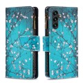 For Samsung Galaxy A35 Colored Drawing Pattern Zipper Leather Phone Case(Plum Blossom)