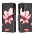 For Samsung Galaxy A55 Colored Drawing Pattern Zipper Leather Phone Case(Lotus)