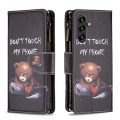 For Samsung Galaxy A55 Colored Drawing Pattern Zipper Leather Phone Case(Bear)