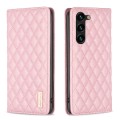For Samsung Galaxy S24+ 5G Diamond Lattice Magnetic Leather Flip Phone Case(Pink)