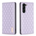 For Samsung Galaxy S24+ 5G Diamond Lattice Magnetic Leather Flip Phone Case(Purple)