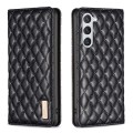 For Samsung Galaxy S24 5G Diamond Lattice Magnetic Leather Flip Phone Case(Black)