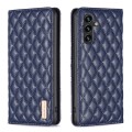 For Samsung Galaxy A35 Diamond Lattice Magnetic Leather Flip Phone Case(Blue)