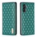 For Samsung Galaxy A35 Diamond Lattice Magnetic Leather Flip Phone Case(Green)