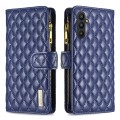 For Samsung Galaxy A25 5G Diamond Lattice Zipper Wallet Leather Flip Phone Case(Blue)