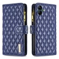 For Samsung Galaxy A05 Diamond Lattice Zipper Wallet Leather Flip Phone Case(Blue)