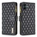 For Samsung Galaxy A05 Diamond Lattice Zipper Wallet Leather Flip Phone Case(Black)
