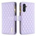 For Samsung Galaxy A35 Diamond Lattice Zipper Wallet Leather Flip Phone Case(Purple)