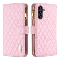 For Samsung Galaxy A55 Diamond Lattice Zipper Wallet Leather Flip Phone Case(Pink)