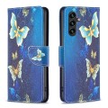 For Samsung Galaxy A15 Colored Drawing Pattern Leather Phone Case(Gold Butterfly)