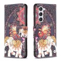 For Samsung Galaxy S24 5G Colored Drawing Pattern Leather Phone Case(Flowers Elephant)