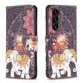 For Samsung Galaxy S24+ 5G Colored Drawing Pattern Leather Phone Case(Umbrella Elephant)