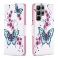 For Samsung Galaxy S24 Ultra 5G Colored Drawing Pattern Leather Phone Case(Flowers Butterfly)