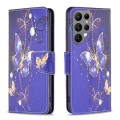 For Samsung Galaxy S24 Ultra 5G Colored Drawing Pattern Leather Phone Case(Purple Butterfly)