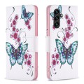 For Samsung Galaxy A35 Colored Drawing Pattern Leather Phone Case(Flowers Butterfly)