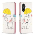 For Samsung Galaxy A35 Colored Drawing Pattern Leather Phone Case(Umbrella Elephant)