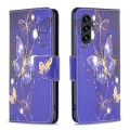 For Samsung Galaxy A35 Colored Drawing Pattern Leather Phone Case(Purple Butterfly)
