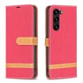 For Samsung Galaxy S24+ 5G Color Block Denim Texture Leather Phone Case(Red)