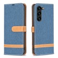 For Samsung Galaxy S24+ 5G Color Block Denim Texture Leather Phone Case(Dark Blue)