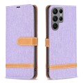 For Samsung Galaxy S24 Ultra 5G Color Block Denim Texture Leather Phone Case(Purple)