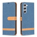 For Samsung Galaxy S24 5G Color Block Denim Texture Leather Phone Case(Dark Blue)