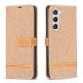 For Samsung Galaxy S24 5G Color Block Denim Texture Leather Phone Case(Brown)