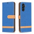 For Samsung Galaxy A35 Color Block Denim Texture Leather Phone Case(Royal Blue)