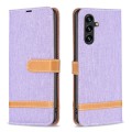 For Samsung Galaxy A35 Color Block Denim Texture Leather Phone Case(Purple)