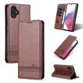 For Samsung Galaxy A05 AZNS Magnetic Calf Texture Flip Leather Phone Case(Dark Brown)