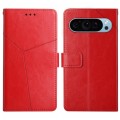 For Google Pixel 9 Pro Y-shaped Pattern Flip Leather Phone Case(Red)