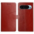 For Google Pixel 9 Pro Y-shaped Pattern Flip Leather Phone Case(Brown)